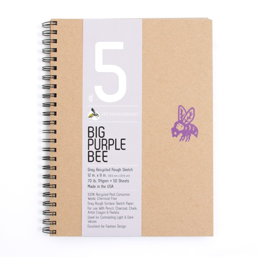 Bee Paper, Grey, Sketchbooks & Pads, Art & School, 70#, Big Purple Bee, 108323